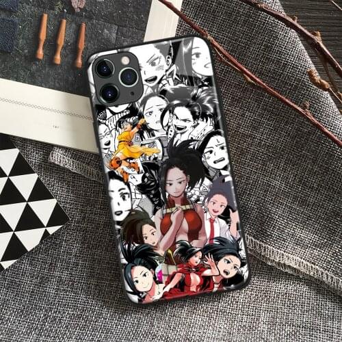 Momo Yaoyorozu My Hero Academia Anime Soft Silicon Glass Phone Case for IPhone SE 6s 7 8 Plus X Xr Xs 11 12 Mini Pro Max Samsung