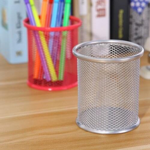 Pen Holder Pencil Makeup Container Box Brush Pot Iron Wire Basket Home Office Stationery Storage Desk Organizer