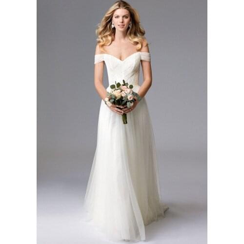 Long Tulle Lace Off Shoulder Wedding Dresses for Bride 2021 Sleeveless A Line Bridal Gowns vestido de noiva