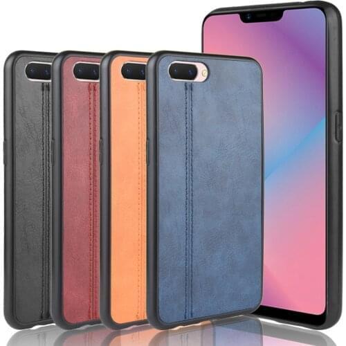 For Oppo AX5 Case Suture Soft Edge PU Leather Hard Phone Cover For Oppo AX5 A X5 A5 Case 6.2 inch