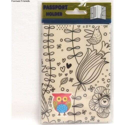 Europe Cartoon Style 2D Passport Holder PVC Passport Cover Case For Travel,14*9.6cm Card & ID Holders Mini Order 1pcs-The owl