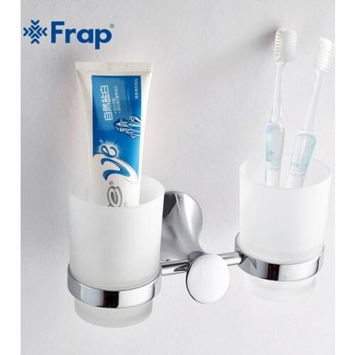 Frap Zinc alloy chrome cup holder glass cups Bathroom Accessories Toothbrush Tooth cup holder F3508