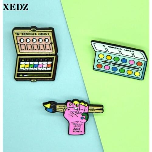 Retro old-style painting tools enamel pins paint box painter brush art cool badge children learn jewelry shirt lapel brooch gift