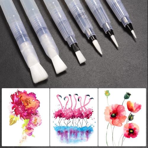 Barteen 6pc Watercolor Brush Refillable Pilot Paint Brush Artist Ink Perfect Brush Water For Watercolor Pen