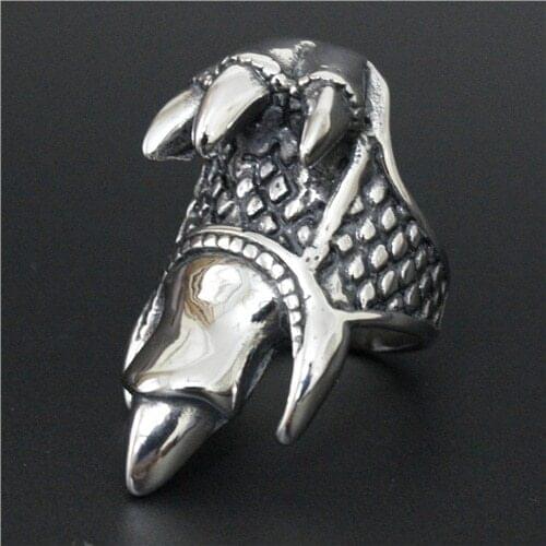Newest Design Huge Heavy Dinosaur Claw 316L Stainless Steel Cool Man Jurassic Animal Claw Ring