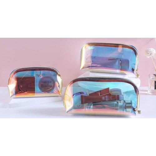 Women Makeup Case TPU Laser Cosmetic Bags Transparent Waterproof Cosmetic Pouch Ladies Bag Portable MakeUp Pouch Organizer H&JOY