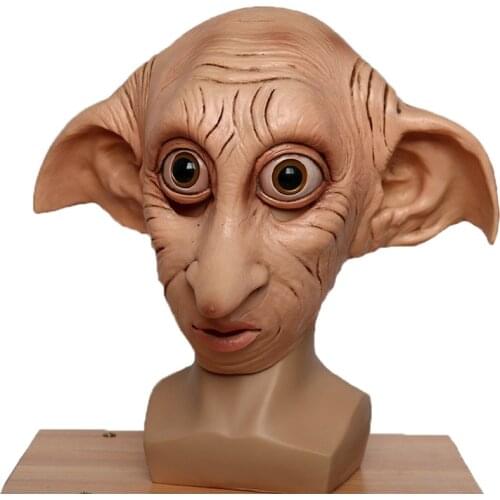Cosplay Dobby Elfin Latex Mask Animal Style Halloween Carnival Costume Headgear Props