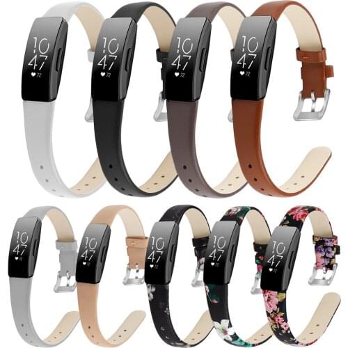 Leather Watch Bands For Fitbit Inspire Strap Soft Printed Leather Wristband Bracelet For Fitbit Inspire/ Inspire HR Wrist Strap