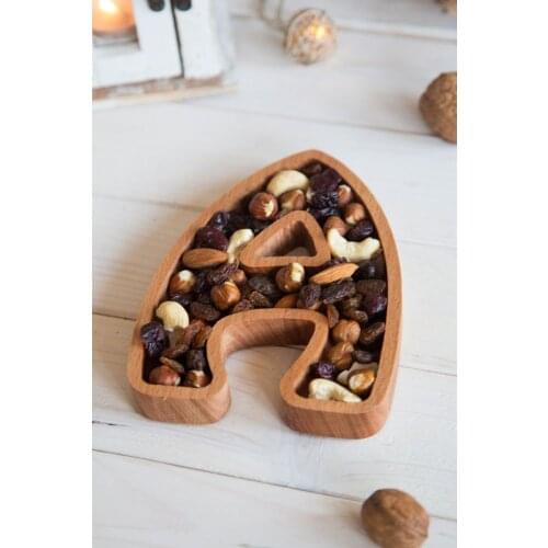 Creative Wood Snack Breakfast Serving Platter Tray Letters Dish Kitchenware Picnic Snack Serving Platter Dish Board Tray Contain