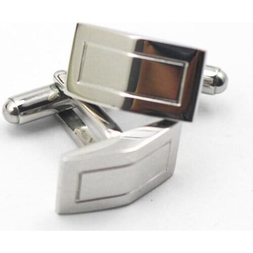 Fashion Cufflinks retail silver color rectangle design 316L stainless steel material cufflink new&retail