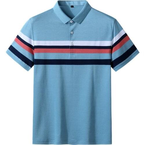 Men t-shirt Fashion Men Polo-Shirt Black Short Sleeve Summer Thin Shirt Streetwear Striped Male Polo Shirt for Korean Clothing