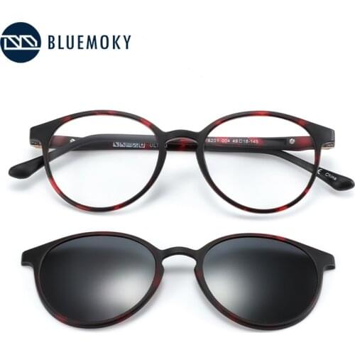 BLUEMOKY Magnetic Clip On Sunglasses For Women Men Polarized UV400 Sunglasses Optical Myopia Glasses Frame 2 in 1 Shade Eyewear