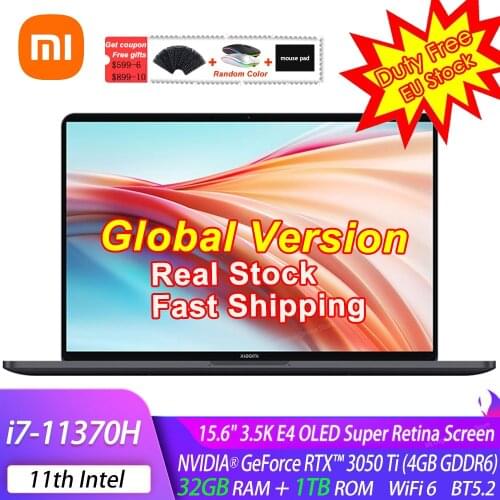 Xiaomi Mi Pro X 15 Laptop Intel Core I7-11370H RTX3050Ti 32G Ram 1T Rom 15.6 ''Notebook 3.5K E4 OLED Windows 10 Gaming Computer