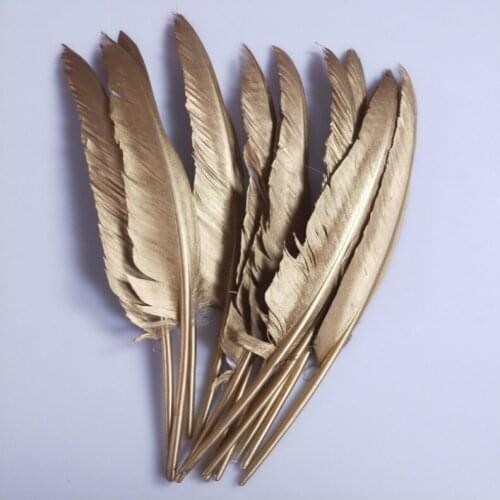 New !Free shipping 20pcs/lot Beautiful Gold Goose Feather 12-14 Inches 30-35cm Wedding, Party ,Home ,Hairs DIY Decoration