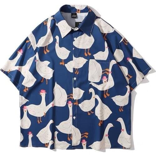 2021 summer new printed shirt loose short-sleeved shirt mid-sleeve thin top for men gothic harajuku t shirts men retro t shirt