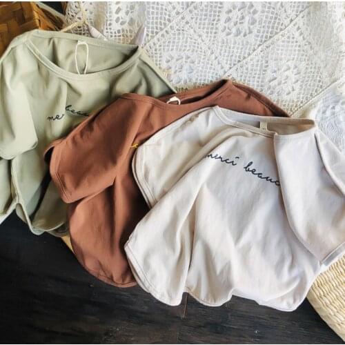 2021 new arrival girls boys dots tee summer short sleeve casual cotton linen kids t-shirt