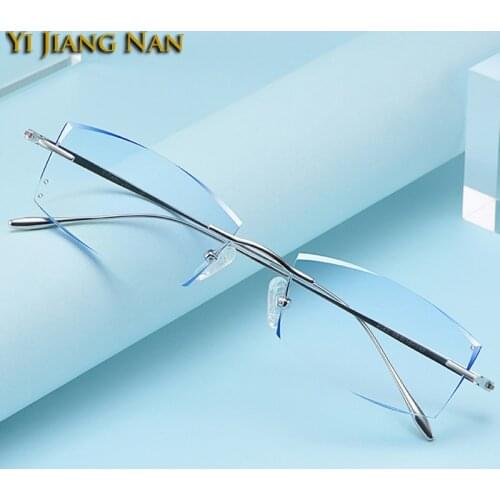 Pure Titanium Optical Glasses Frame Men Fashion Diamond Trimmed Prescription Eyeglasses Spectacle Mujer Eyewear for Women