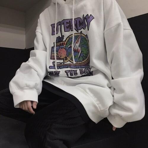 Couple Clothes Anime Hoodies Sweatshirts Oversized Crewneck Hoodies Letter Printing Sweatshirt Women Fashion Clothes Korean 2021