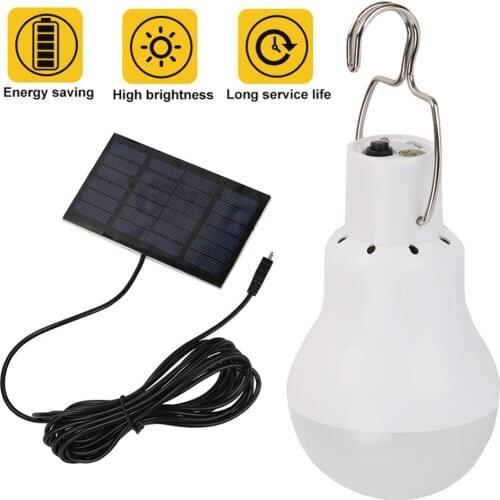 Portable LED Light Bulb Solar USB Rechargeable Solar Panel Emergency Light Bulb Hook Night Light Outdoor Camping Fishing