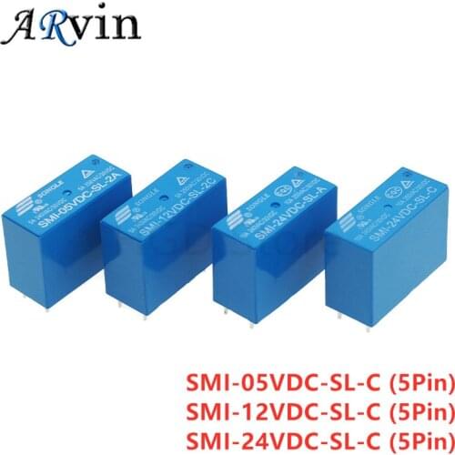 2Pcs/Lot Power Relays SMI-05VDC-SL-C SMI-12VDC-SL-C SMI-24VDC-SL-C 5V 12V 24V 10A 5Pin Relay