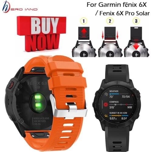 New Quick Release Watch band for Garmin Fenix 6X/ Fenix 6X Pro Solar Replacement Strap for Fenix 5X/5X Plus Silicone Bracelet