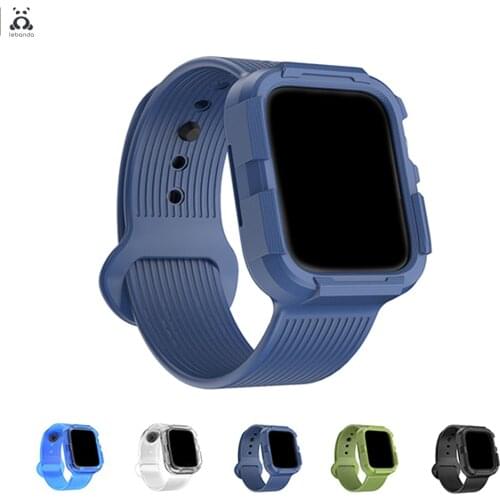 Lebanda Jelly strapfor apple watch series 6 5 4 band for iwatch 40 44mm with case 2 in 1 frame protector wrist band candy color