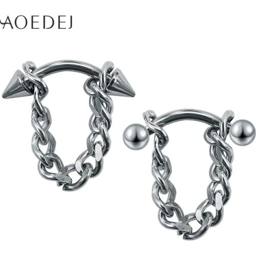 AOEDEJ Tassel Earrings For Mens Stainless Steel Ear Studs For Men Women Dangling Earrings Jewelry Punk Biker Earrings Orecchini
