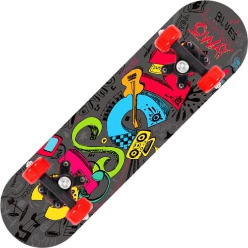 New 24inch Kids Children Skateboard Maple Wood Double Rocker Deck Skate Board Four Wheels Longboard Skateboard 60*15cm Deck -40