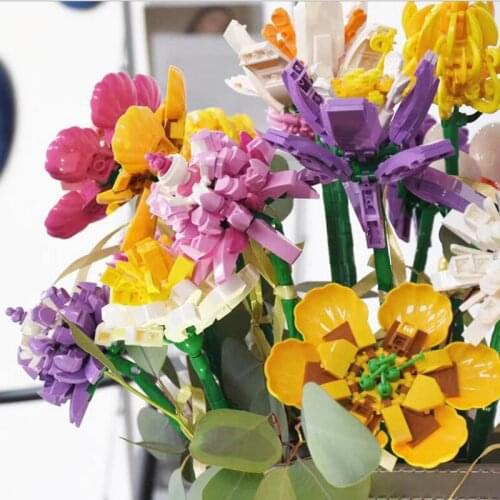 Moc Creator Rose Orchid Flowers Building Blocks City Romantic Home Decoration Diy Friends Bricks Toys for Children Girls Gift
