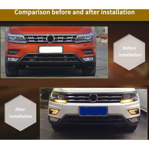 Super Bright White LED Daytime Running Light DRL For Volkswagen Tiguan 2018-2019 Front Fog Lamp Assembly Model B and Model C