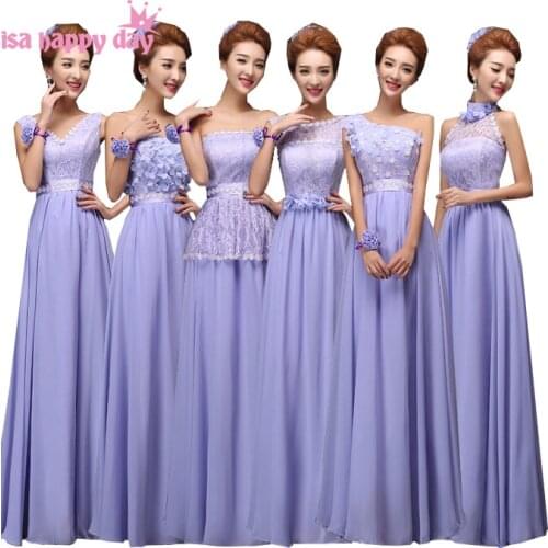 Light purple lilac corset back bridesmaid formal brides maid party dresses long bridsmaid o neck dress chiffon brides B1879