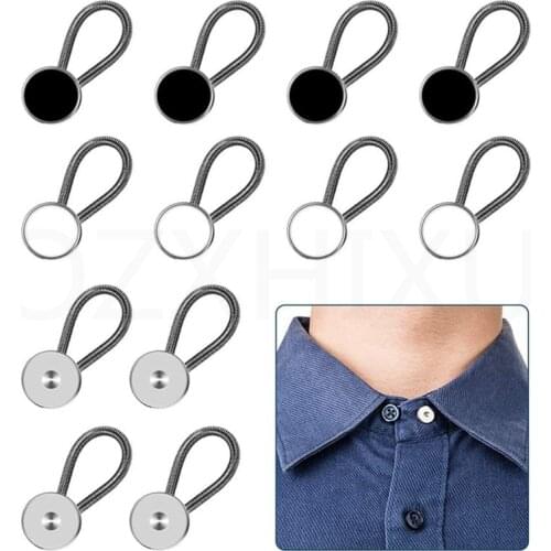 6 Pieces Metal Collar Buttons Extenders Elastic Button Extender Neck Extenders for Shirt Dress Coat(10mm Mixed color