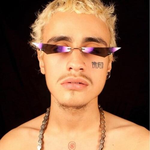 Veshion Cateye Sunglasses Men Women Rimless Sun Glasses for Female Male Ultra-light Narrow Glasses Vintage Retro Anti-reflection