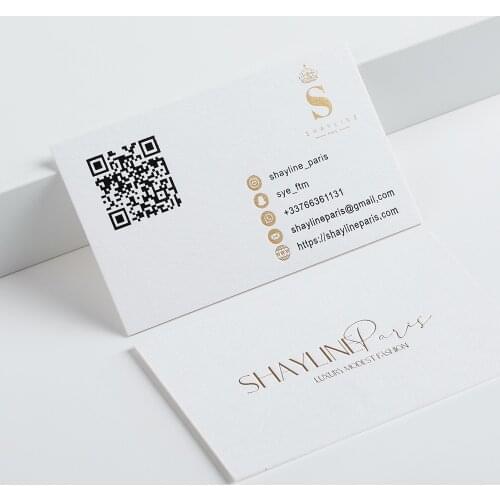 200Pcs Carddsgn Business Cards gold Printed With QR Code On 500gsm White Paper On Double Sided Name Card Custom Design