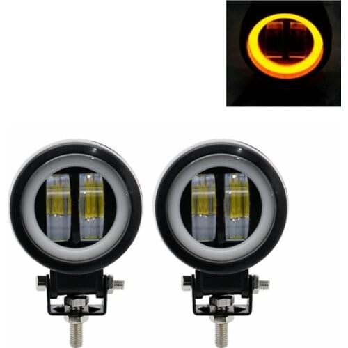 1-2Pcs 3 Inch20W Waterproof Round LED Angel Eyes Light Bar 12V 6500K white blueFor Motorcycle Offroad led Work Light