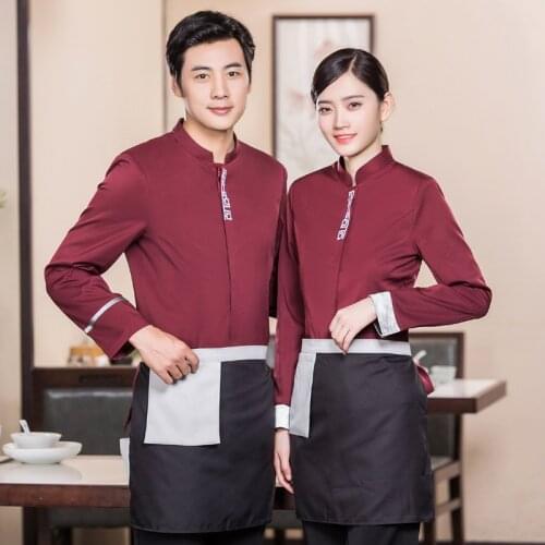 Women Restaurant Waiter Uniform Chinese Hotpot Waitress Uniform Hotel Uniform Food Service Staff Overalls Bakery Chef Jacket 90