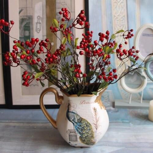 1PC DIY Fake Fruit Berries Artificial material wedding decoration fake flower Pomegranate Cherry Bouquet For Home Decorative