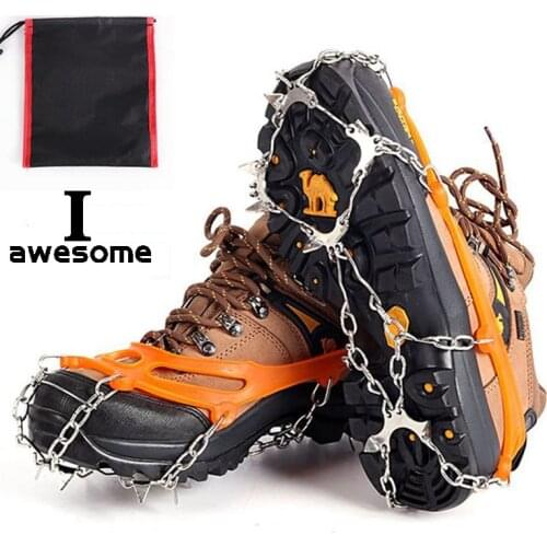 10 Teeth Steel Ice Gripper Spike for Shoes Anti Slip Hiking Climbing Snow Spikes Crampons Cleats Chain Claws Grips Boots Cover