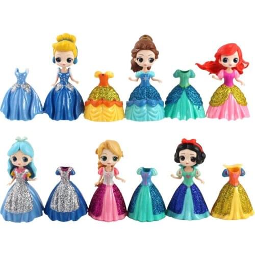 12pcs/set 11-12cm Snow White Princess Clothes Changeable Beauty Dolls PVC Action Figures Toys