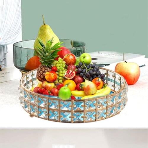 25cm Rhinestone Crystal Makeup Storage Tray Home Dessert Holder Kids Snack Candy Dish