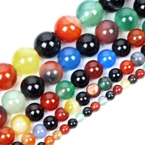 95pcs Wholesale 4-12mm Round Agates Stone Natural Stone Beads Loose Bead For Jewelry Making DIY Charm Bracelet Necklace Handmade