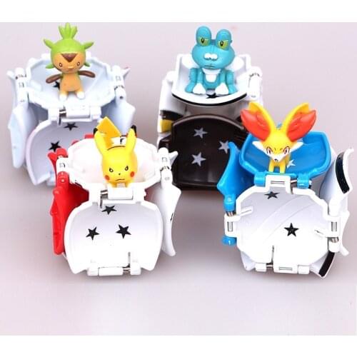 4pcs/set Pokemon Pokeball Anime Figure Dolls Pikachu Eevee Grasping The Ball Model Toys PokeBall Action Toys Kids Children Toys
