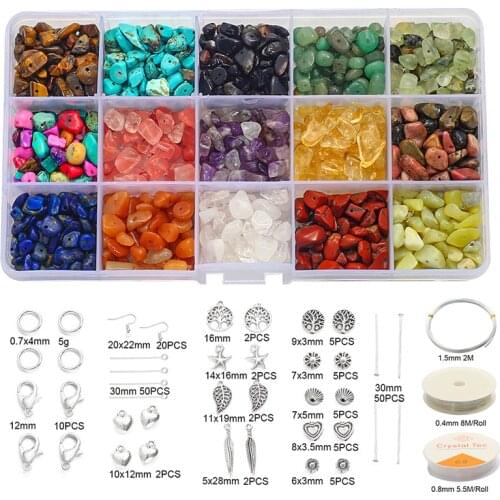 500-1200Pcs/Box Natural Crystal Turquoise Amethyst Jasper Agate Chips Gemstones Beads Kit For Jewelry Making Bracelets Necklace