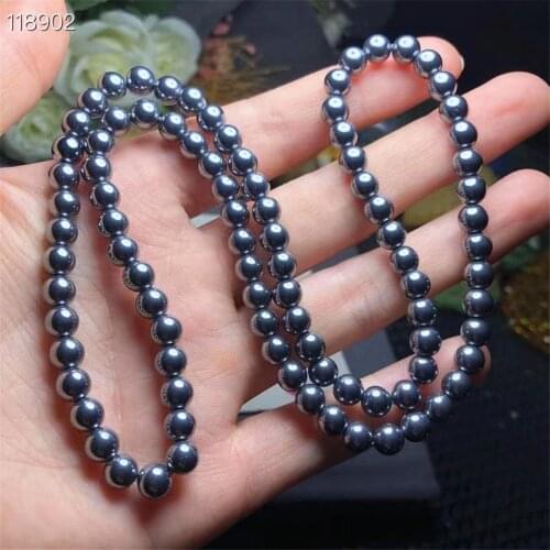 6mm Natural Terahertz Bracelets For Women Lady Men Gift Crystal Stone Stretch 3 Laps Round Beads Energy Gemstone Jewelry AAAAA