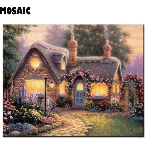 5d diy Diamond Painting "Garden hut" Cross Stitch Custom Photo Diamond Embroidery Square Round Drill house view Home Decor