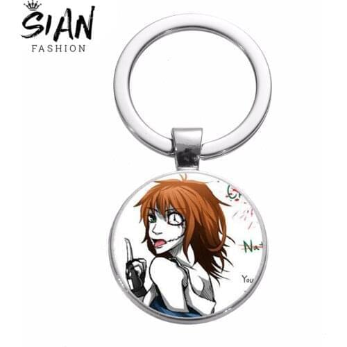 SIAN Anime Creepypasta CREEPY PASTA TICCI TOBY Keychain Jeff the Killer Gothic Harajuku Key Chain Silver Plated Metal Key Holder