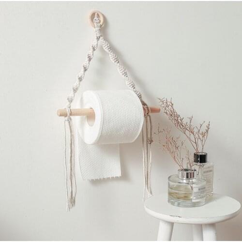 Toilet Paper Holder Tapestry Macrame Vintage Towel Hanging Rope Toilet Paper Holder Home Hotel Bathroom Decoration