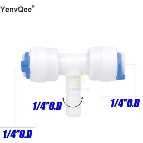 Water Filter Parts 5 PCS T Typle 1/4" OD Tube 1/4" Pipe Quick Connector Fittings Aquarium RO Reverse Osmosis Water System 2444