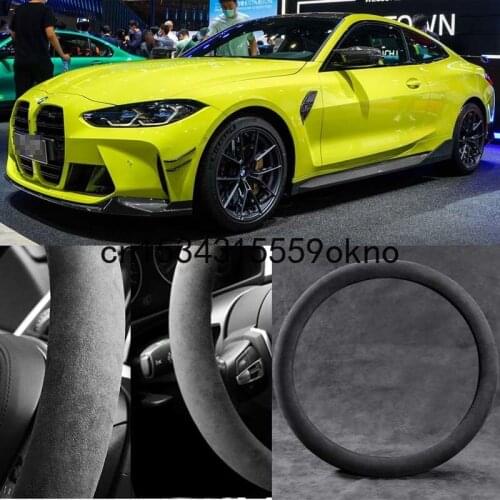 For BMW M4 Circular Black Alcantara Suede Car Steering Wheel Cover Car Accessories