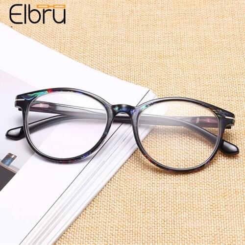 Elbru Fashion Women Floral Round Reading Glasses Men Ultralight Presbyopic Eyeglasses Diopters +1.0 1.5 2.0 2.5 3.0 3.5 4.0